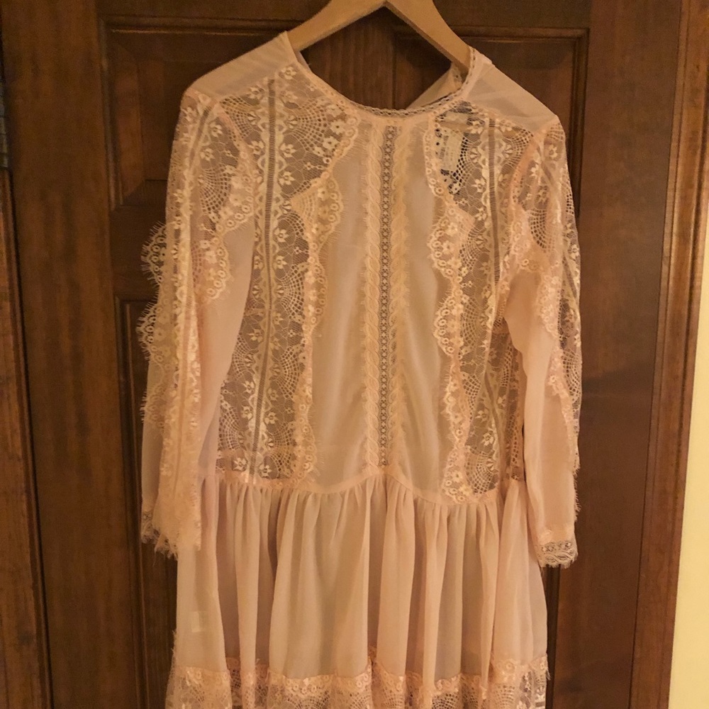 NASTY gal NWT never worn lace pink dress and slip